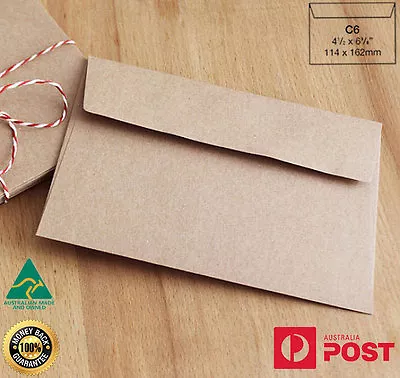 100 X C6 Recycled Brown Kraft Envelopes For Wedding Cards FREE Postage- A Grade • $26.99