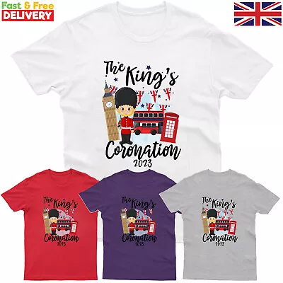 King Charles III Coronation Mens Kids T-Shirt Royal Crown Union Jack Unisex Tee • £7.99