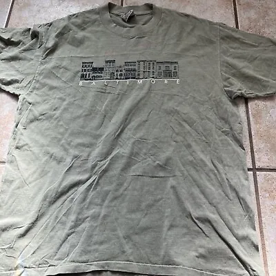 Vintage Baltimore Maryland Olive Green T Shirt Anvil Large  (pink Spots) • $49.99