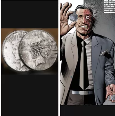 Two Face 2 Sided Scratched Batman Cosplay Prop Coin Harvey Dent / Trick Coin • $11.99