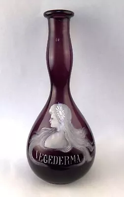 Antique Mary Gregory Vegederma Amethyst Glass Barber Bottle Lady Victorian • $341.83