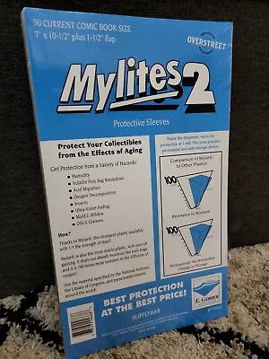 $18.88 • Buy 50 E Gerber Mylites 2 Mylar Comic Bags Current Size 7  X 10-1/2  700M2