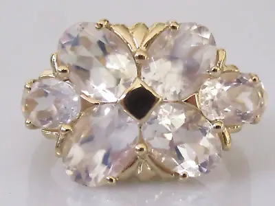 9ct Gold Ring - Ex QVC 9ct Yellow Gold Rainbow Moonstone Cluster Ring Size K • £275