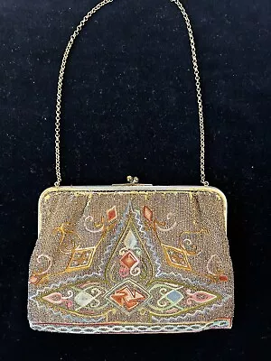Antique Handmade Micro Metal Beaded And Embroidered Purse • $15