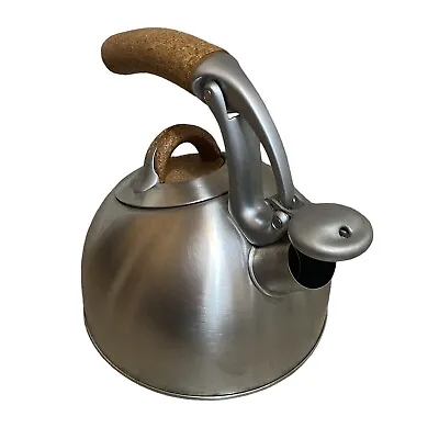 $65 • Buy OXO Uplift Brushed Stainless Whistling Tea Kettle With Cork Handles And Lid.