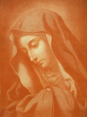 £45 • Buy Carlo Dolci Antique Sepia Engraving Print; Mater Delorosa (Virgin Mary)1900’s