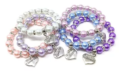 £4.75 • Buy Personalised Bridesmaid & Flower Girl Wedding Charm Bracelets Free Gift Bag