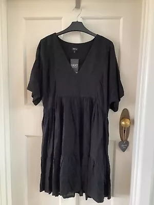 Next Sp Black Linen Blend Kaftan Dress Sz 12 Bnwt • £15.99