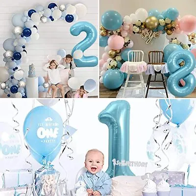 $3.95 • Buy Pastel Blue Number Foil Balloon Light Blue Jumbo Size 40inch Helium Quality