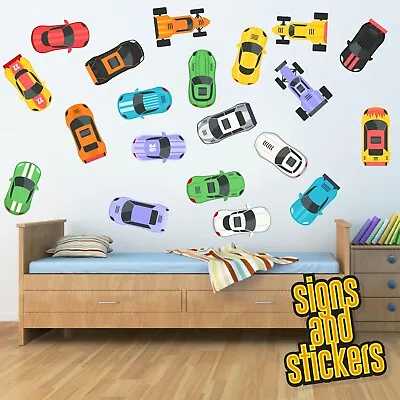 20 Racing Car Wall Stickers Wallpaper Bedroom Child Decal Cars Cartoon 2 • £7.50