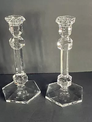 Val St Lambert Pr Of 9.5  GARDENIA Candlesticks Belgian Crystal EUC • $38.99