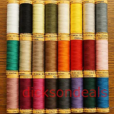 Gutermann 100% Cotton Thread 100m Reel Hand And Machine Choose From 32 Colours • £3.35