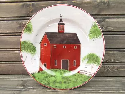 Barns By Sakura Salad Plate Rooster Vane Warren Kimble Red Border Rim Cream • $5.99