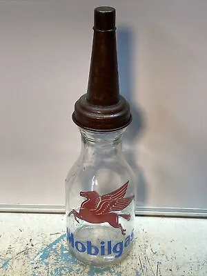 Mobilgas Pegasus Motor Oil Bottle Spout Cap Glass Vintage Style Gas Station • $19.99