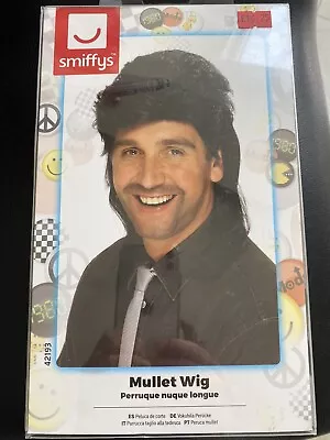 Smiffys 80s Black Mullet Wig / Mens Adults Fancy Dress Accessory Brand New • £3.99