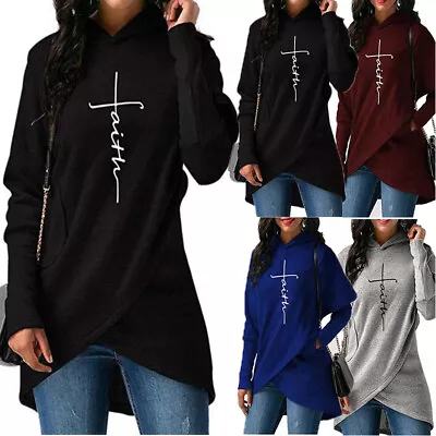 2018 Fashion New Faith Print Sweatshirt Female Sweatshirts Hoodies Women Kawaii • £14.29