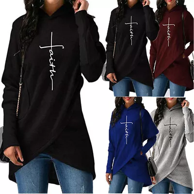 New Fashion 2018 Faith Print Sweatshirt Female Sweatshirts Kawaii Hoodies Women • £14.34