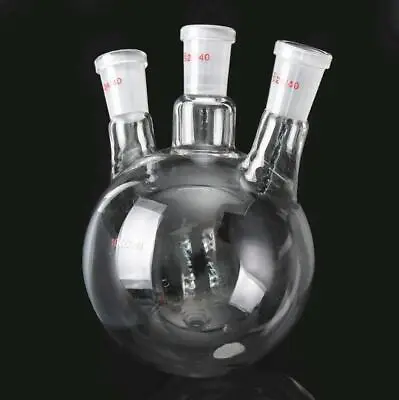 $29.53 • Buy 1000ml 3-Neck 24/40 Round Bottom Glass Flask 3 Neck Laboratory Boiling Vessel