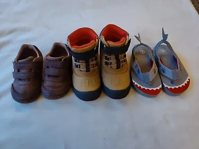 Toddler Boy Shoe Lot Size 6: Tan Stride Rite Boots And Brown Sneaker Sandal • $32.99