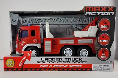  MAXX ACTION Realistic Action LADDER TRUCK Lights SOUNDS Rev Motor FIRE RESCUE • $24.99