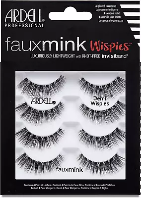 ARDELL False Eyelashes Faux Mink Demi Wispies 4 Pairs Multipack Black Medium Vol • £19.36