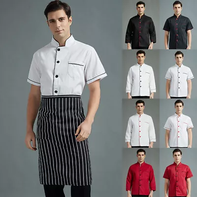 Unisex Restaurant Kitchen Chef Bakery Uniform Shirt Short/Long Sleeves Chef • £4.88