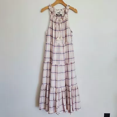 Mii Collection Maxi Dress Large Gabrielle Les Madras Plaid Sleeveless • $89