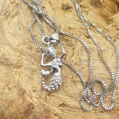 925 Sterling Silver Mermaid Pendant Charm Necklace ChainSilver Mermaid Necklace • $12.57