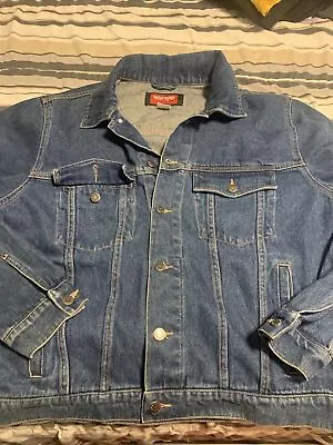 Vintage Wrangler Hero Denim Jean Trucker Jacket Men’s Large  Wash 90s 80s • $39.95