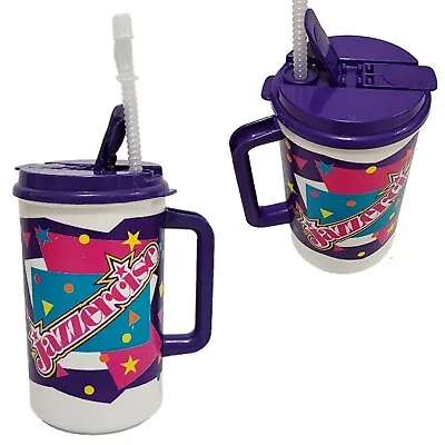 Vtg 90s Jazzercise Insulated Thermo Travel Mug Drink Cup Purple W New Straw 32oz • $25