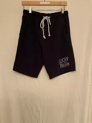 Lucky Brand Knit Shorts Mens Medium Blue Drawstring Sleepwear Lounge Or Outdoor • $14.99