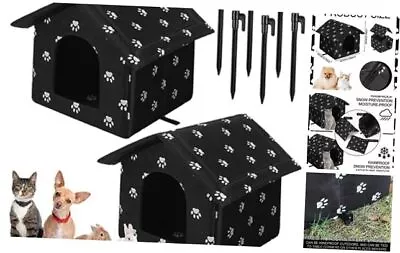 2 Pcs Feral Cat Shelter Outdoor Cat House Weatherproof And Insulated Medium Paw • $36.42