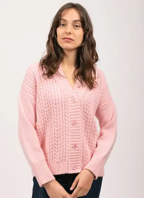 Saint James V Cardigan Womens Alba Cable Knit Designer Wool Mix Sweater Jumper • £39.99