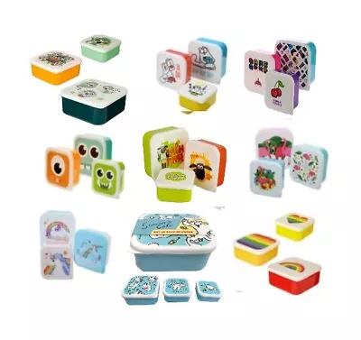 Set Of 3 Small Plastic Lunch Boxes Kids Adult Snack Sandwich Containers Pots • £7.99