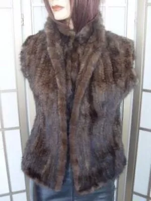 Brand New Knitted Mahogany Mink Fur Vest Women 10-12-14 • $803.14