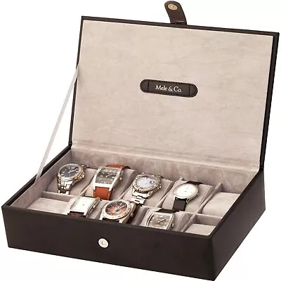 Mele And Co Black Bonded Leather Ten Watch Box MC1501 Boxed • £43.95