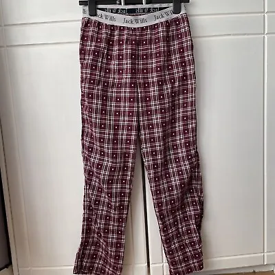 Jack Wills Burgundy Plaid Stars Straight Leg Pyjama Bottoms Size 6 • £10.99