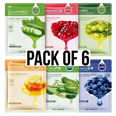 Beauty Natural Skincare Moisturising Korean Face Mask Sheet X6 Pack - UK Seller • £5.50