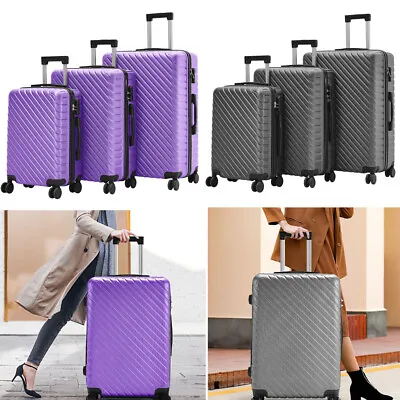 20/24/28 Inch Lightweight Hard Shell ABS Suitcase Spinner 4 Wheels Cabin Luggage • £24.95