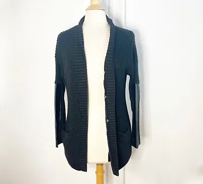 Michael Kors Open Cardigan Sweater Jacket Coast Extra Small XS Black Chunky Knit • $9.99