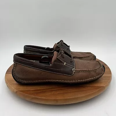 Size 10M | H.S. Trask Mens Loafers 2Tone Leather Vibram Sole Moccasin Boat Shoes • $28.95