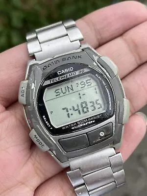 1995 Vintage Casio Data Bank Telememo 30 Digital Men’s Watch DB-35H MOD.1600 • £35