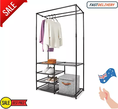 $33.85 • Buy Wardrobe With Open Fabric Shelving Black Brand New Heavy Duty Multi Storage