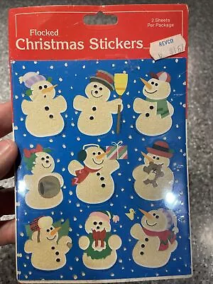 VINTAGE 1986 NIP STICKERS SEALS FUZZY FLUFFY CHRISTMAS Snowman • $4.99