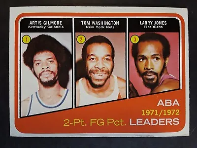 1972-73 Topps ABA 2 Pt FG Pct Leaders #260 Basketball Card Artis Gilmore • $3.75