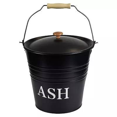 Metal Ash Bucket Fireside Storage Coal Bin Skuttle With Lid Fire Log 10 Litre • £12.99