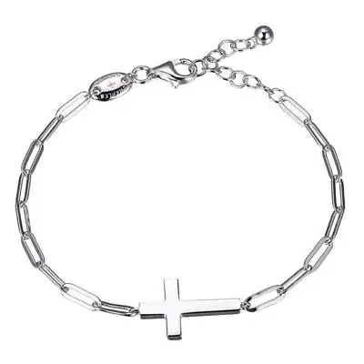 Charles Garnier 6.75  + 1.25  Paperclip Chain Bracelet Sideways Cross Center • $95