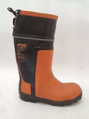 Stihl Safety Chainsaw Boots Rubber Class 3 Orange Black Sizes UK 9.5 EU 44 • £10.50