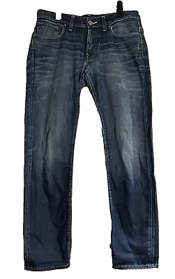 G Star Raw Mens Button Fly Denim Jeans Dark Blue Tapered Leg 3301 W34 L31 • £29.99
