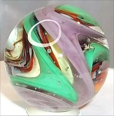 Randel Art Glass MARBLE DEEPLY GROOVED Encapsulated WIGWAG CORE 1  RAG HandMade • $19.99